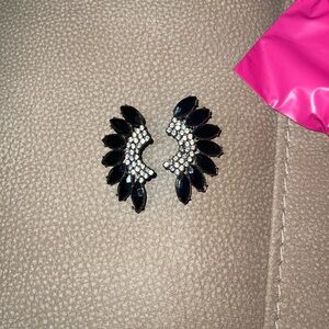 Chic Black and Silver Crystal Earrings